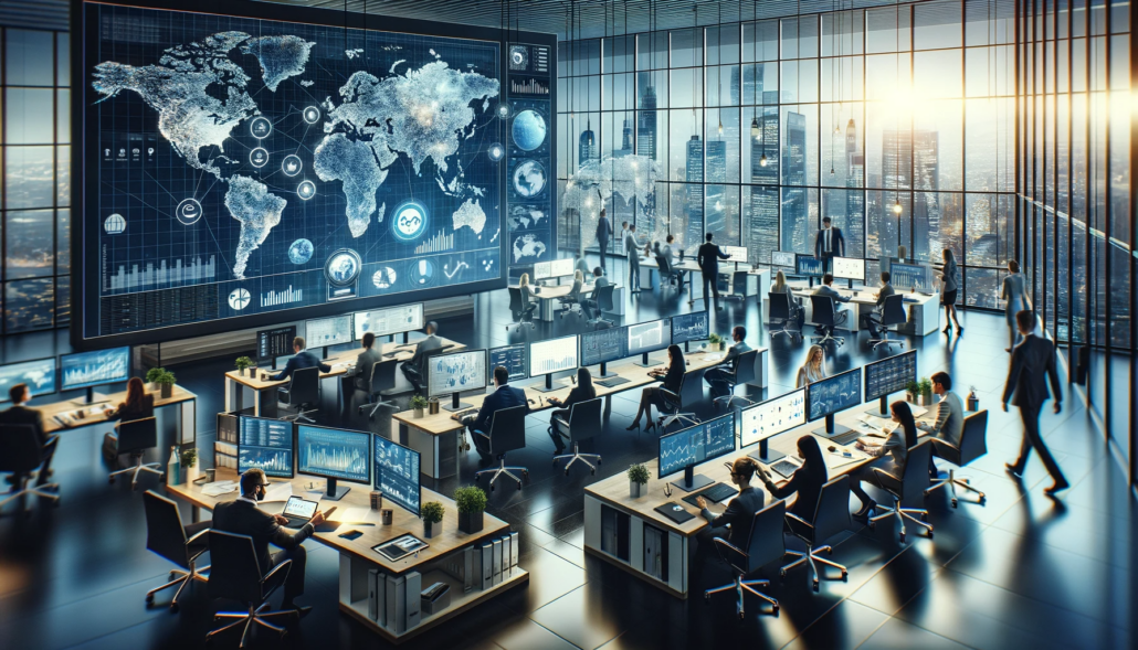 DALL·E-2024-01-10-15.06.10-A-modern-busy-investment-firm-office-scene-showing-a-team-working-together-across-the-globe.-The-image-should-depict-a-wide-horizontal-view-of-a-so-1030x589 Streamlining Software Development & Deployment with Azure DevOps