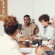 Investment team working in a office